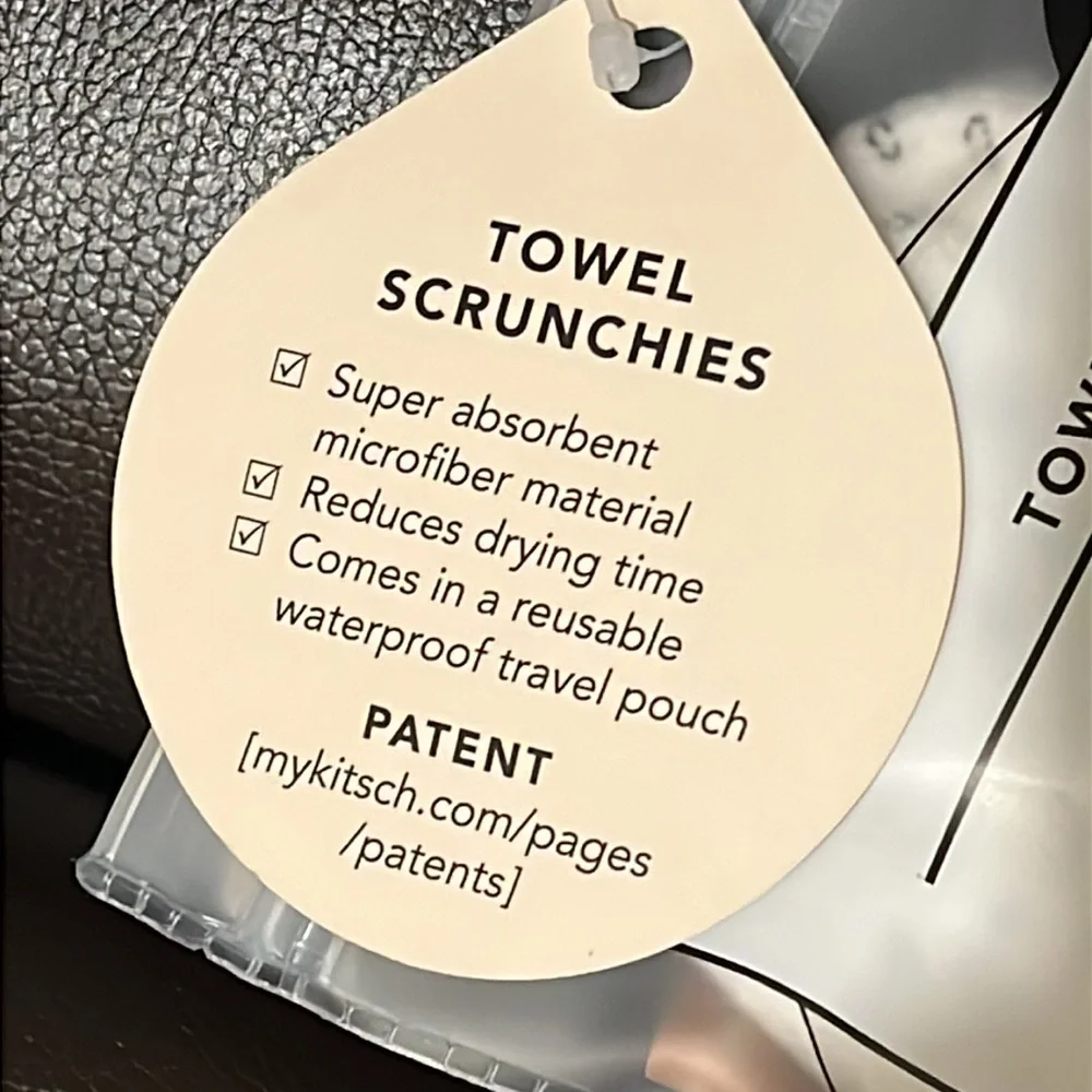NEW KITSCH Micro Dot Microfiber Quick-Dry Towel Scrunchies 2pc Set